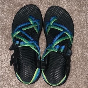 Blue & Green Double Strap Chacos